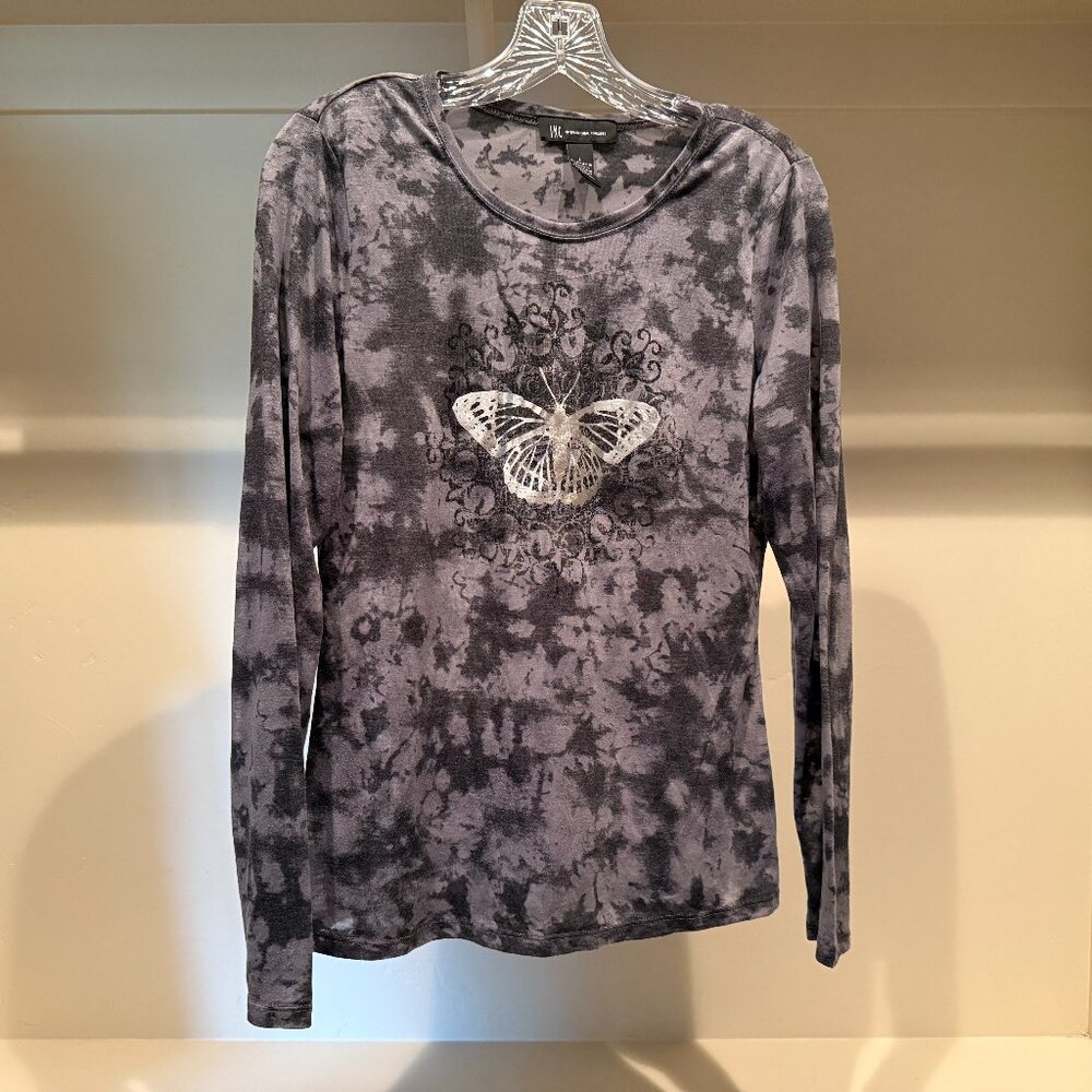 INC Butterfly Long Sleeve Top Size Large